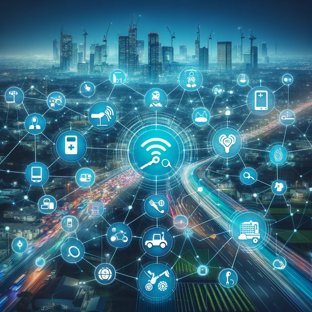 Internet of Things IoT devices worldwide connecting everywhere in the city